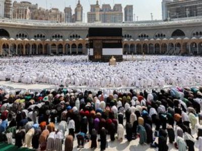 Muslim worshippers pray around the Kaaba, Islam's holiest shrine, at the Grand Mosque in Saudi Arabia's holy city of Mecca on June 4, 2024 as pilgrims arrive ahead of the annual hajj pilgrimage. (Photo by Abdel Ghani BASHIR / AFP)